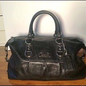 Coach Genuine Black Leather O-ring Shoulder Bag